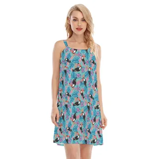 Toucans Floral Blue Aloha Cami Dress For Women