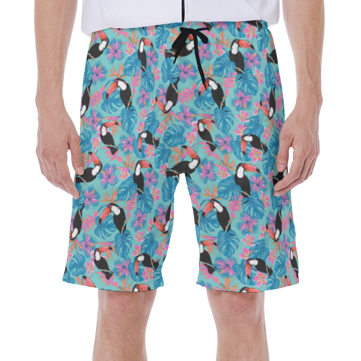 Cool Tropical Parrot Blue Summer Swimwear For Men - variant image 1