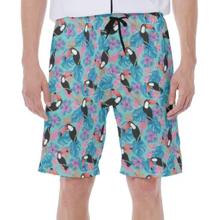 Cool Tropical Parrot Blue Summer Swimwear For Men