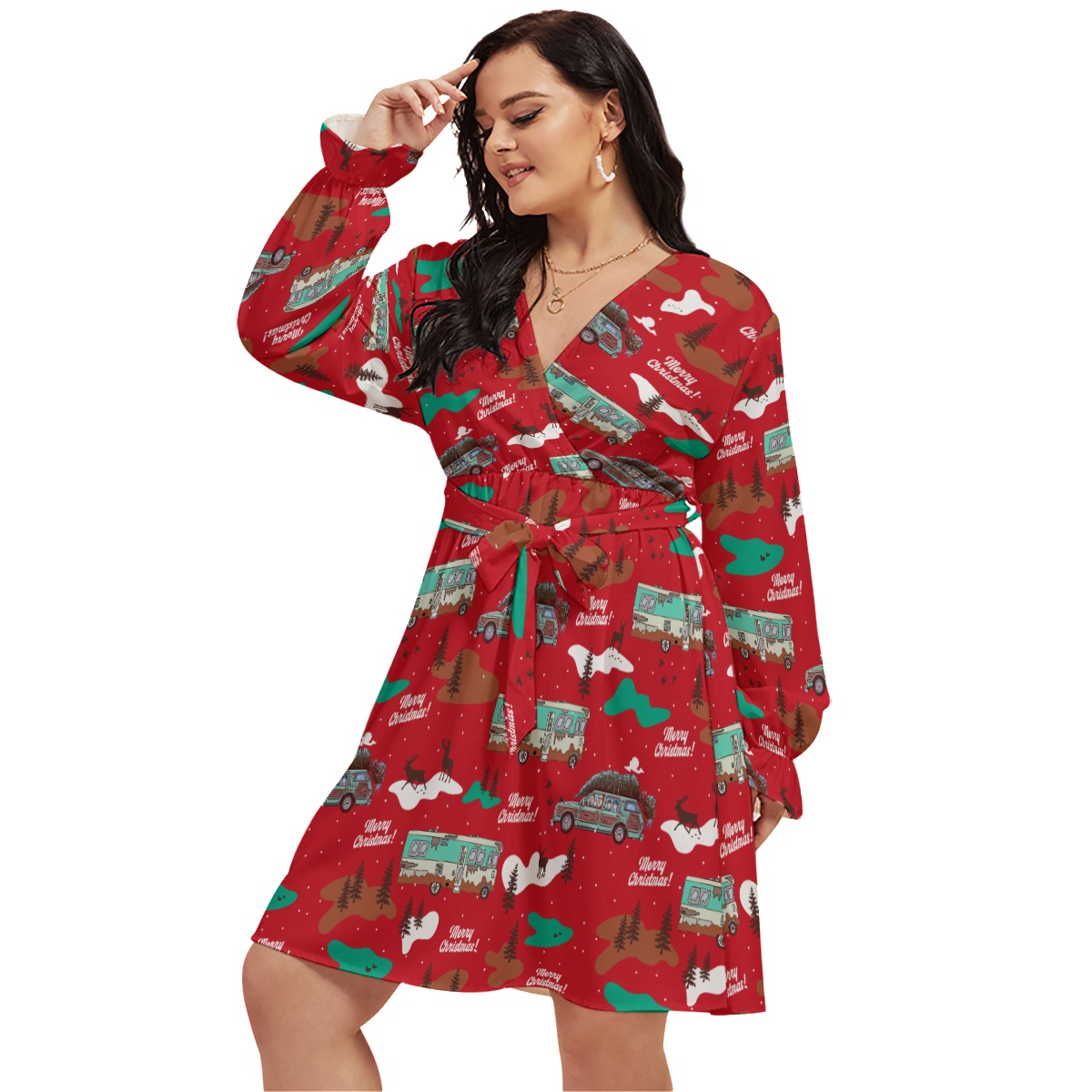 Christmas Vacation Oversized V-Neck Hawaiian Dress - variant image 1