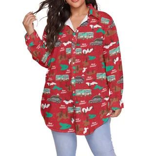 Women's Lampoons Christmas Vacation Oversized Hawaiian Shirt