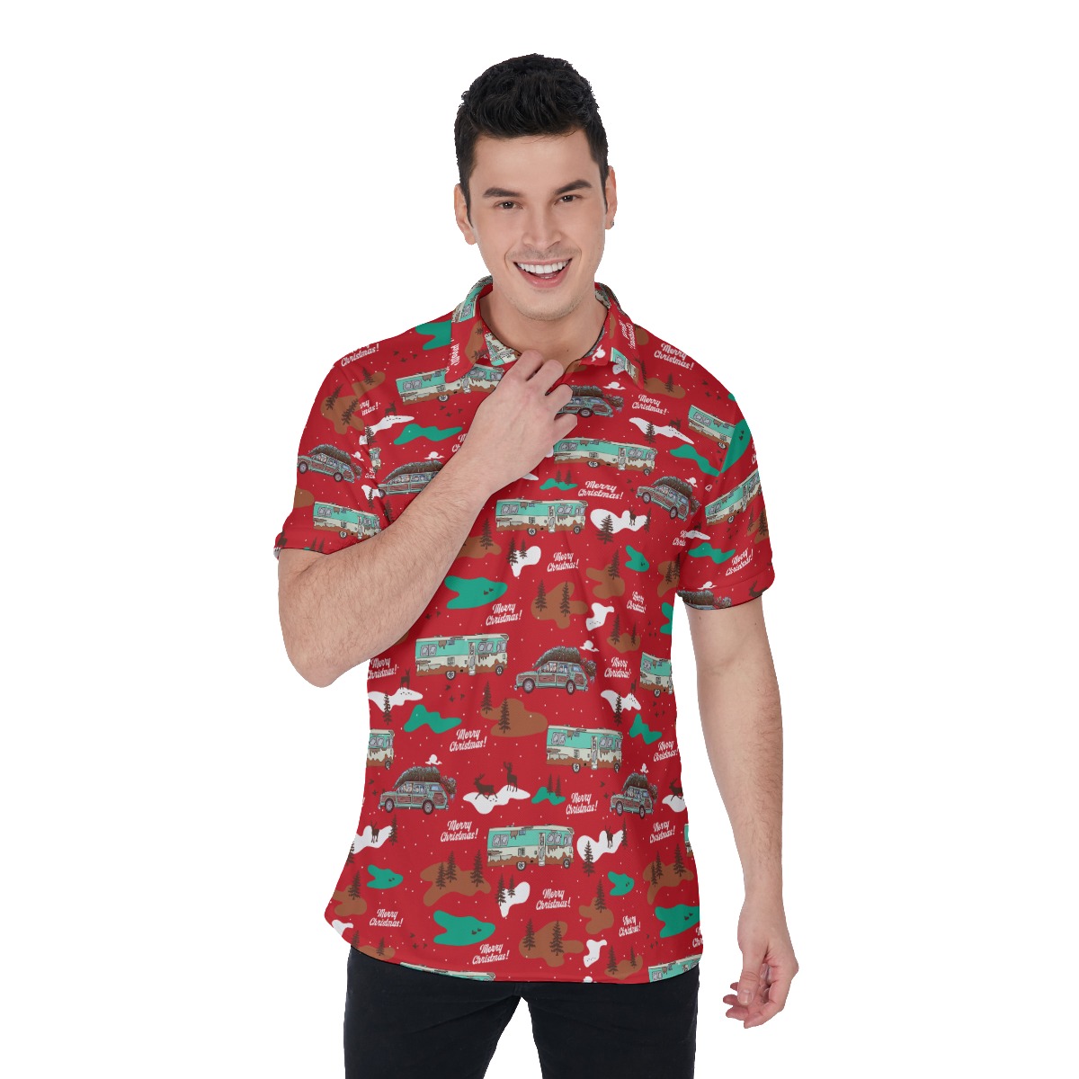 National Lampoons Christmas Hawaiian Polo Shirt For Men - variant image 1