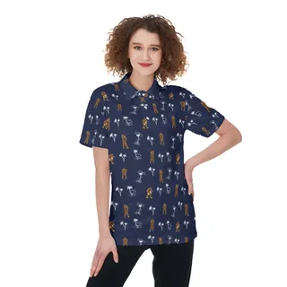Palm Tree Bigfoot Women's Navy Golf Shirt