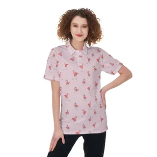 Funny Flamingo Pink Golf Shirt For Women