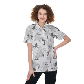 Women's Bigfoot White Hawaiian Golf Shirt