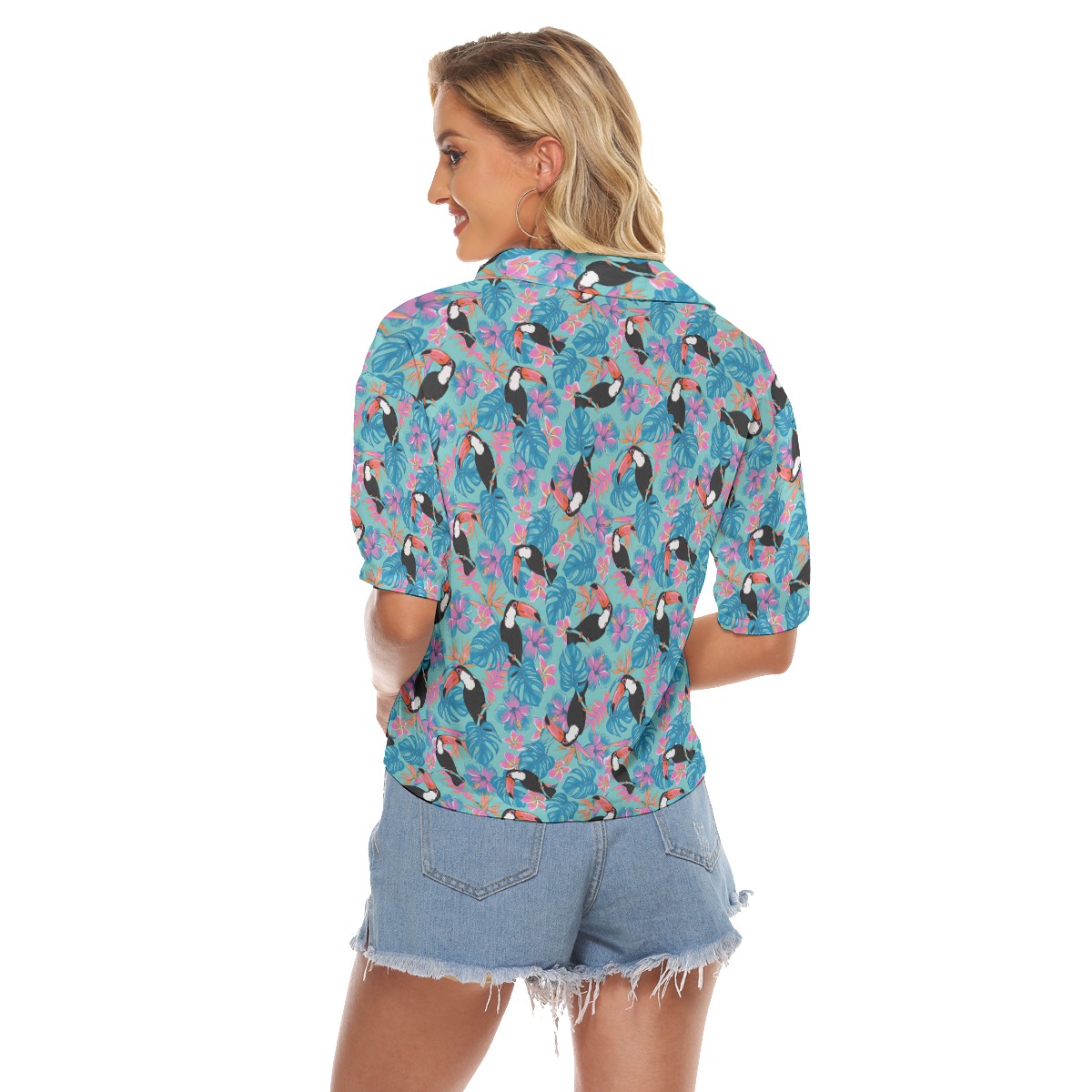 Tropical Toucans Aloha Crop Top Shirt For Women