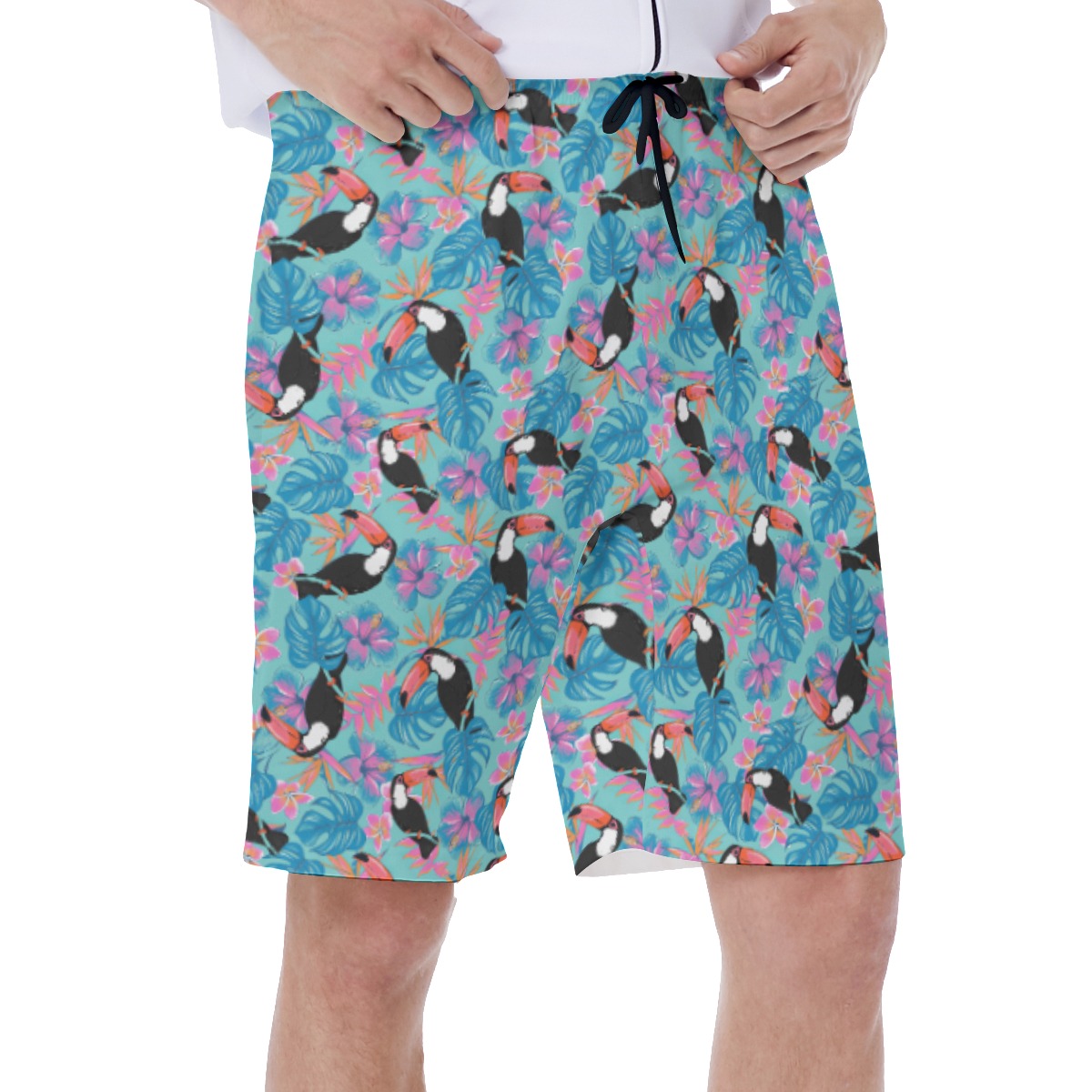 Cool Tropical Parrot Blue Summer Swimwear For Men