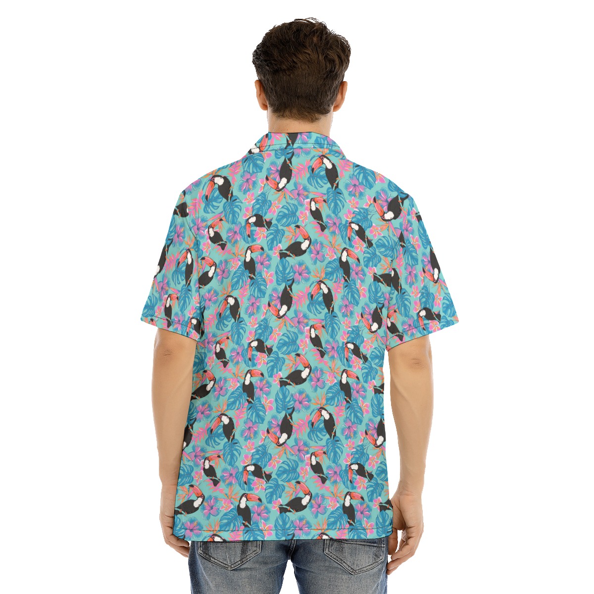Toucans Bird Floral Blue Hawaiian Shirt