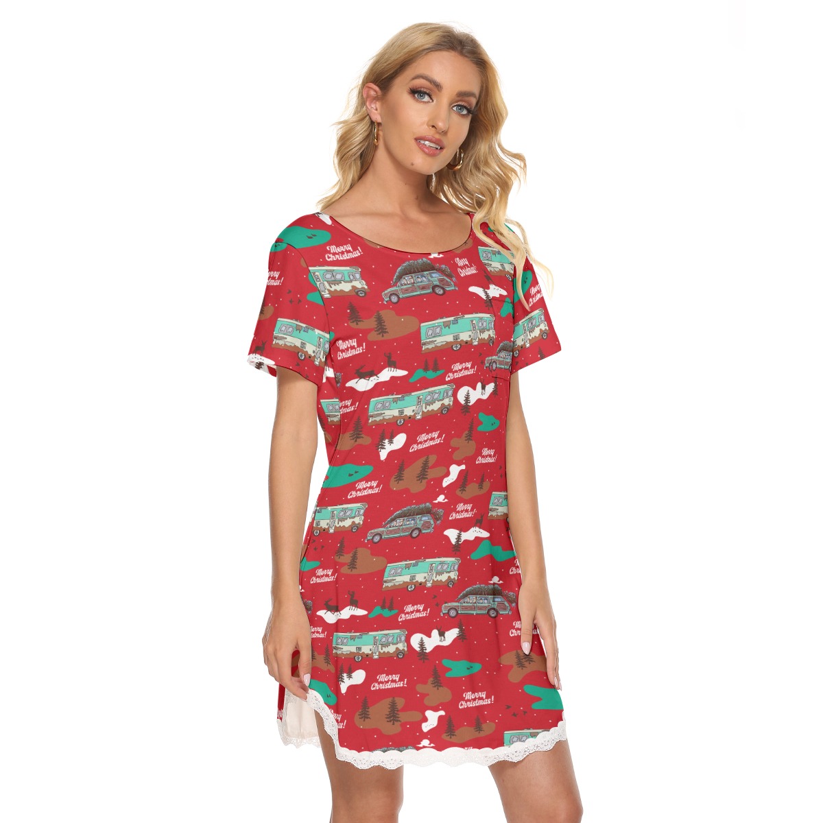 National Lampoons Hawaiian Dress With Lace