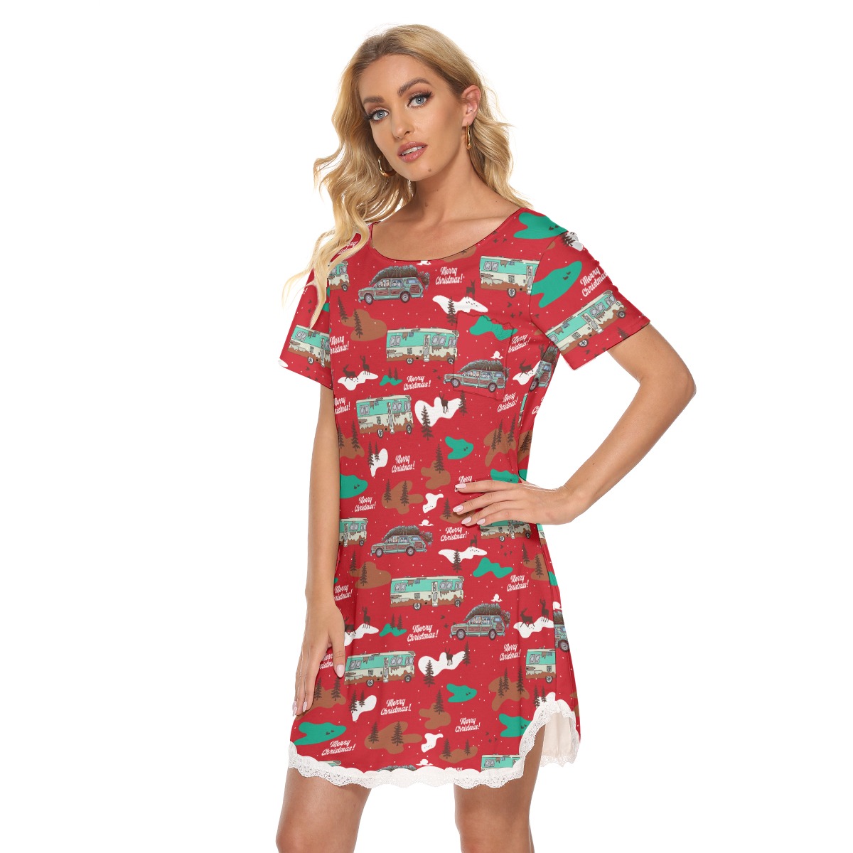 National Lampoons Hawaiian Dress With Lace
