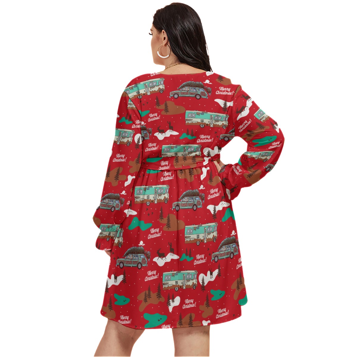Christmas Vacation Oversized V-Neck Hawaiian Dress