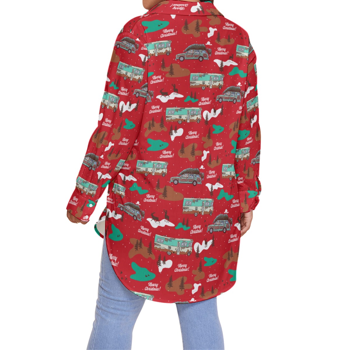 Women's Lampoons Christmas Vacation Oversized Hawaiian Shirt