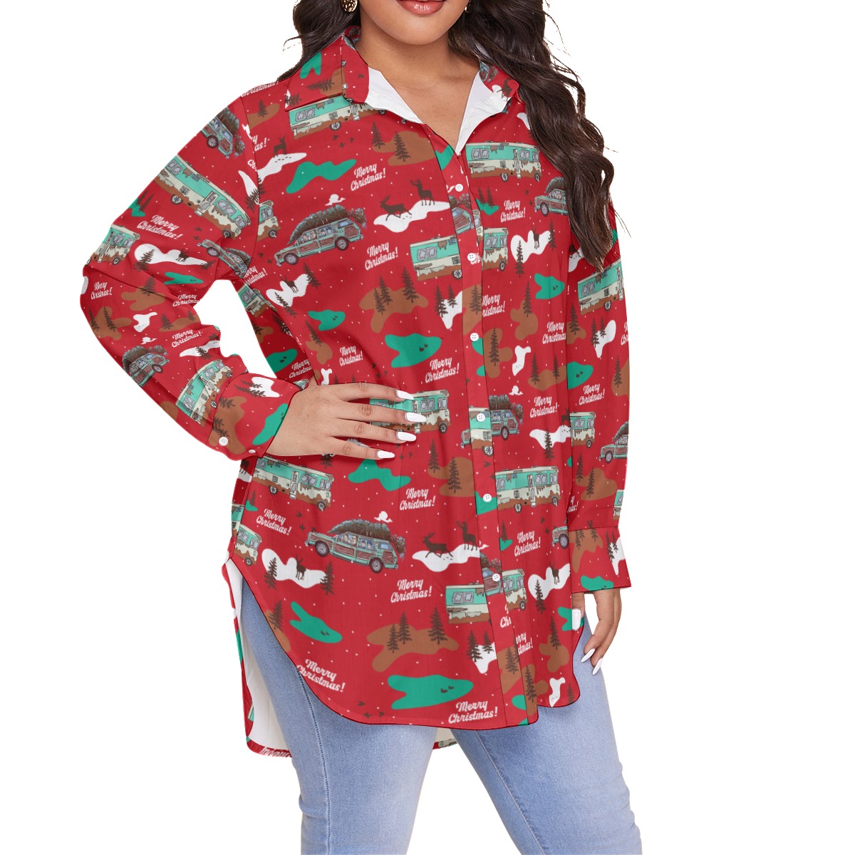 Women's Lampoons Christmas Vacation Oversized Hawaiian Shirt