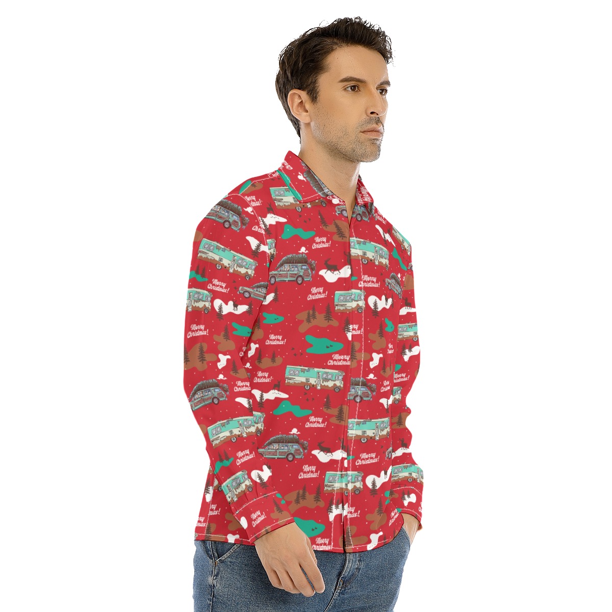 Men's Christmas Vacation Long Sleeve Hawaiian Shirt