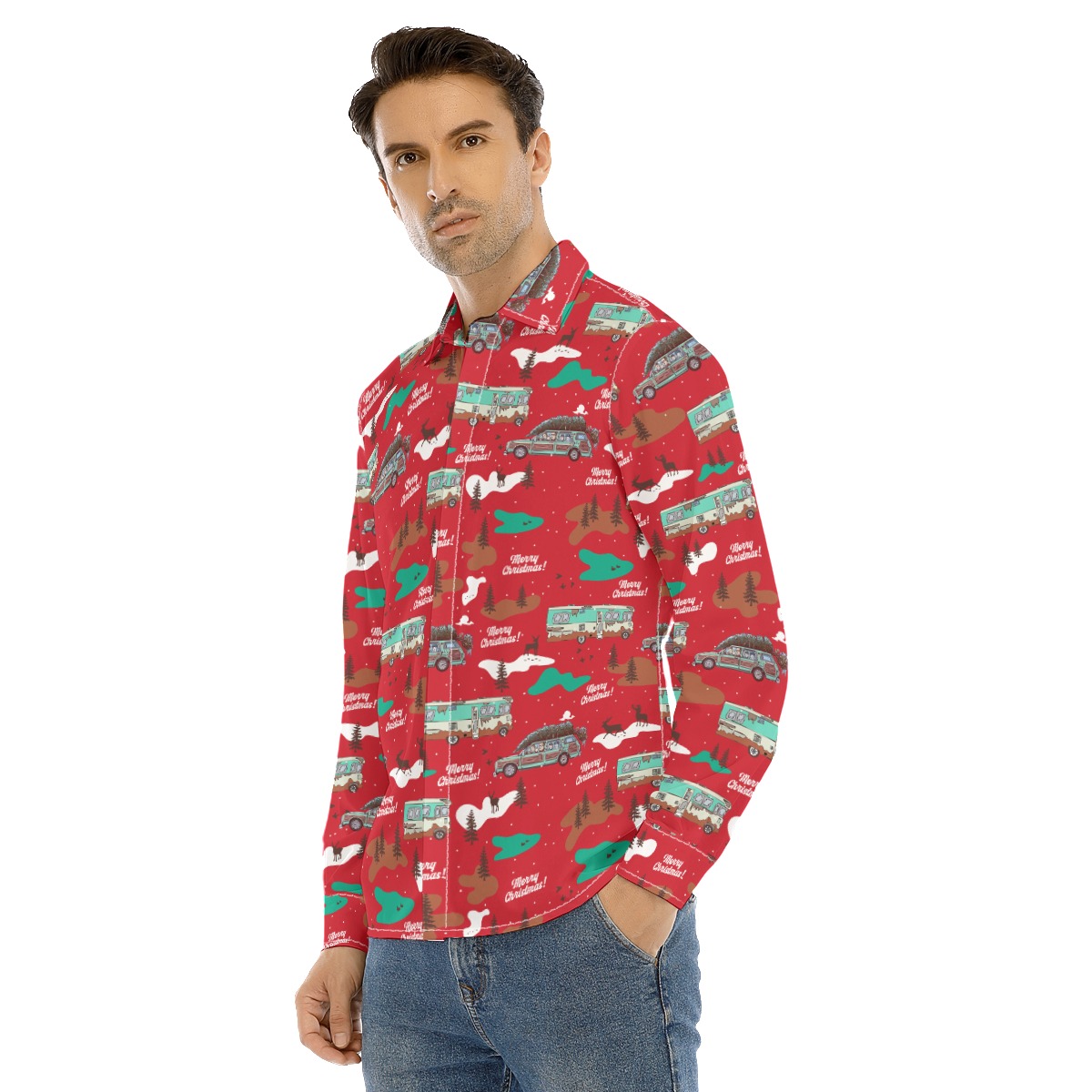 Men's Christmas Vacation Long Sleeve Hawaiian Shirt
