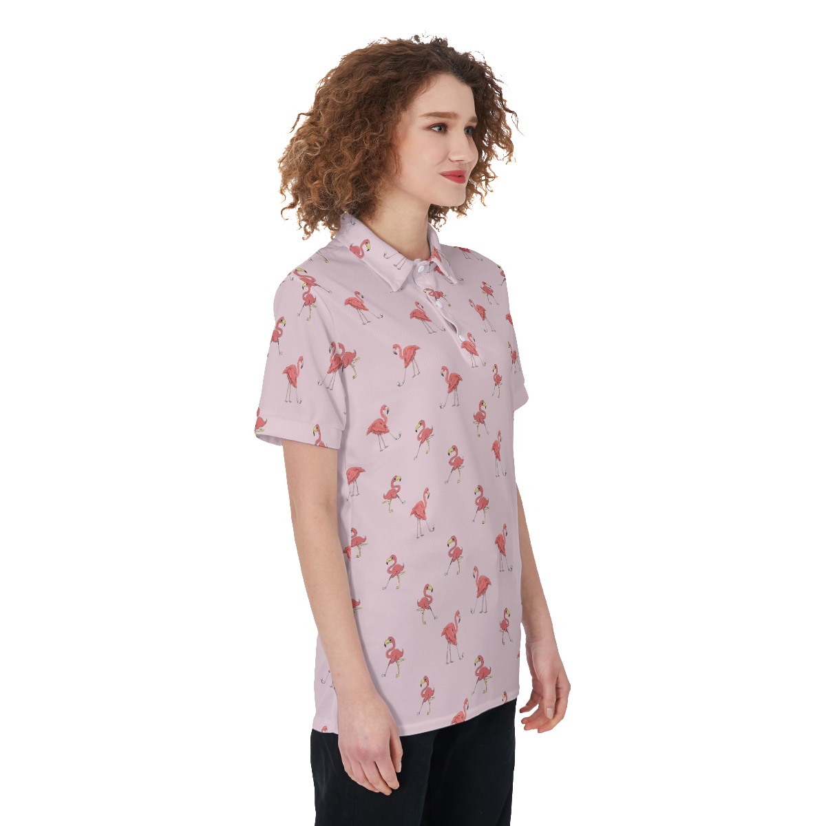 Funny Flamingo Pink Golf Shirt For Women
