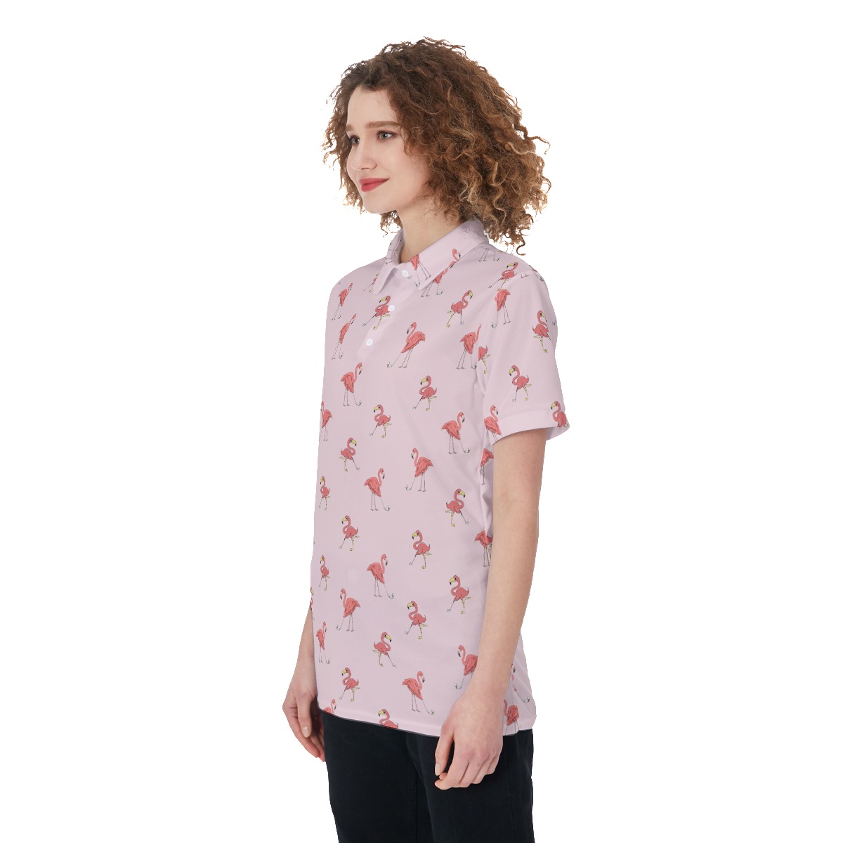 Funny Flamingo Pink Golf Shirt For Women