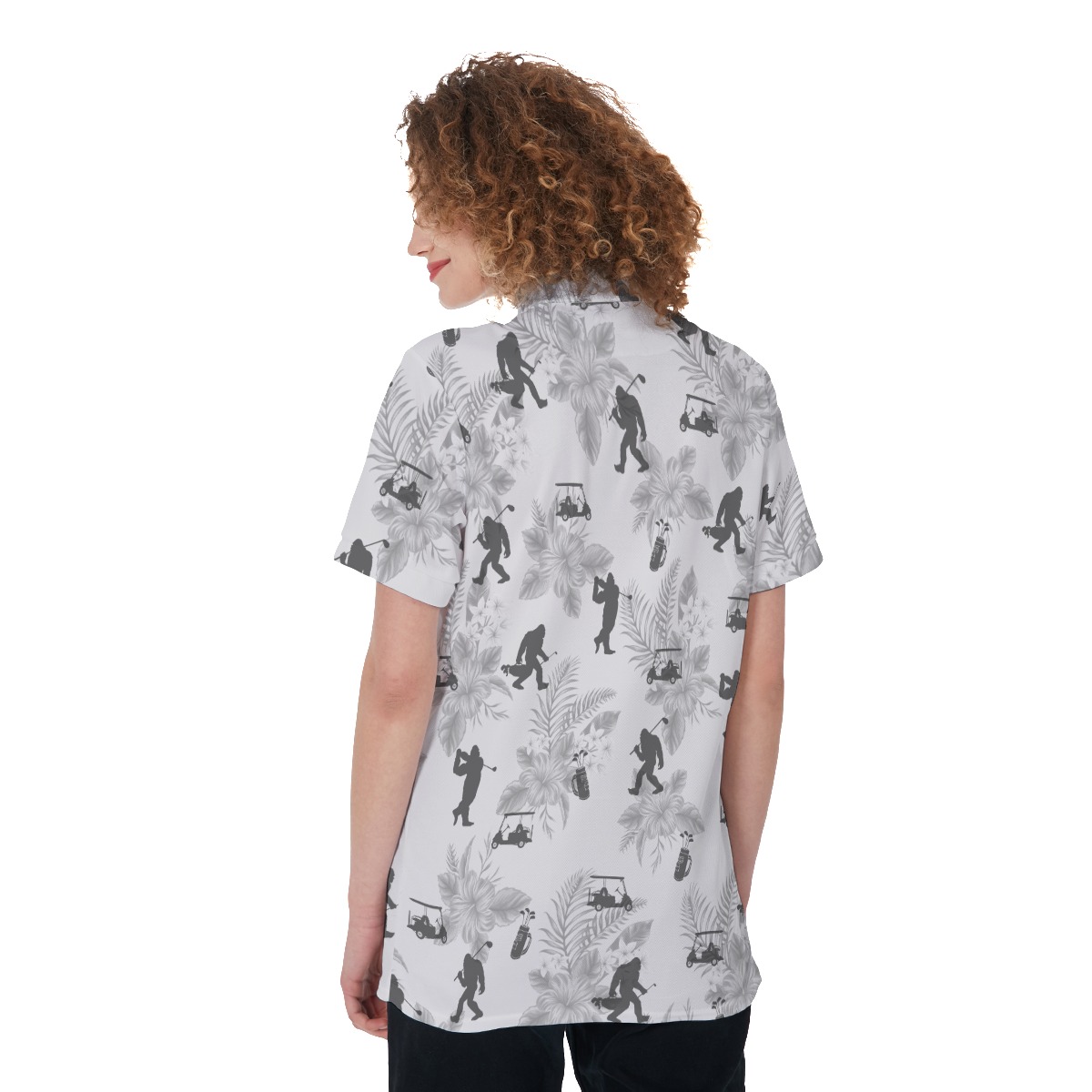 Women's Bigfoot White Hawaiian Golf Shirt