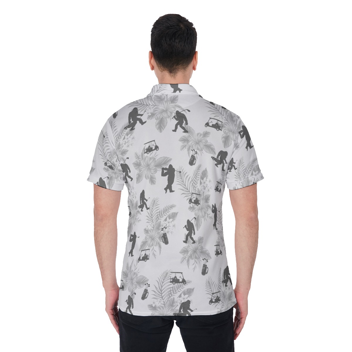 Funny Bigfoot Floral Golf Shirt For Men