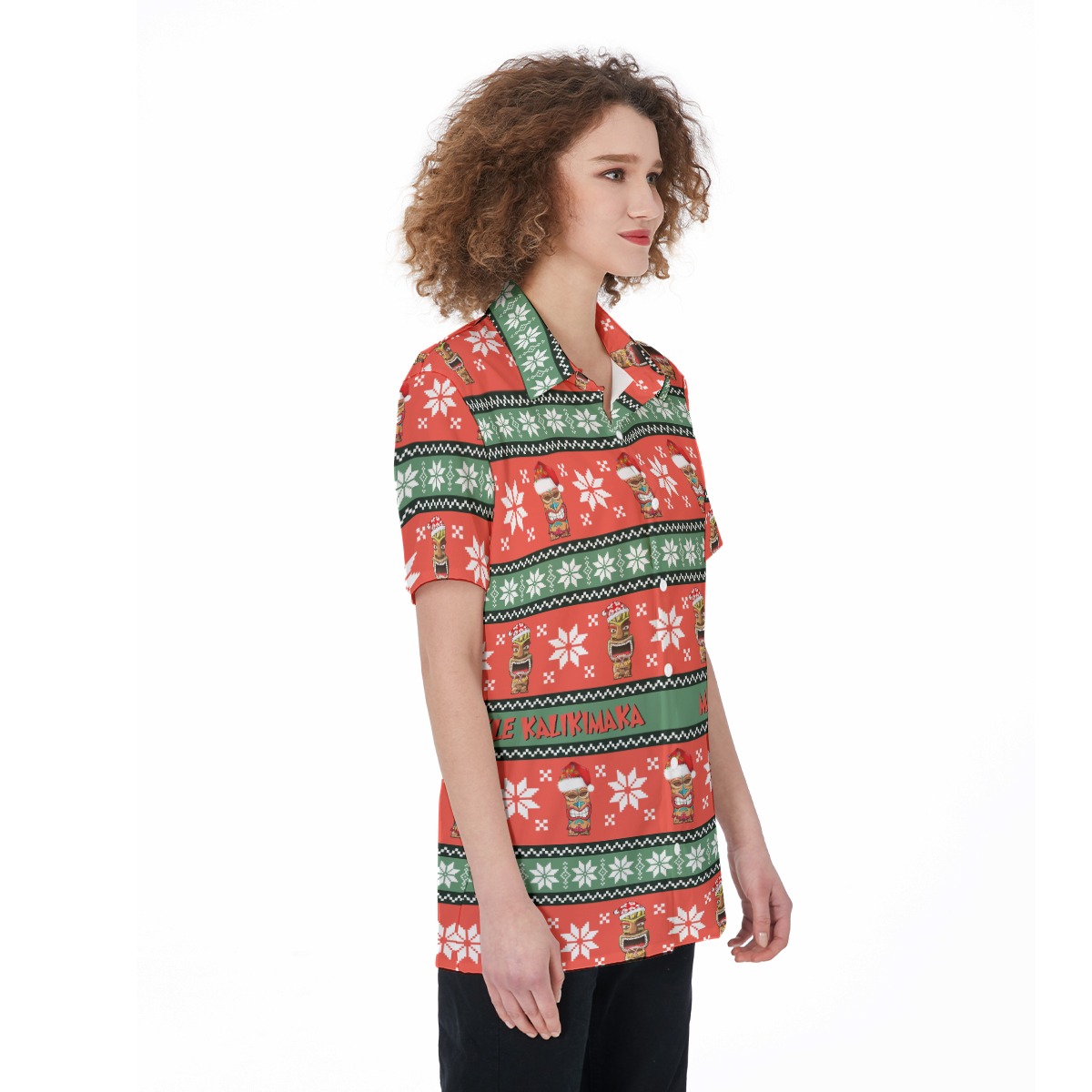 Women's Mele Kalikimaka Tiki Christmas Hawaiian Shirt