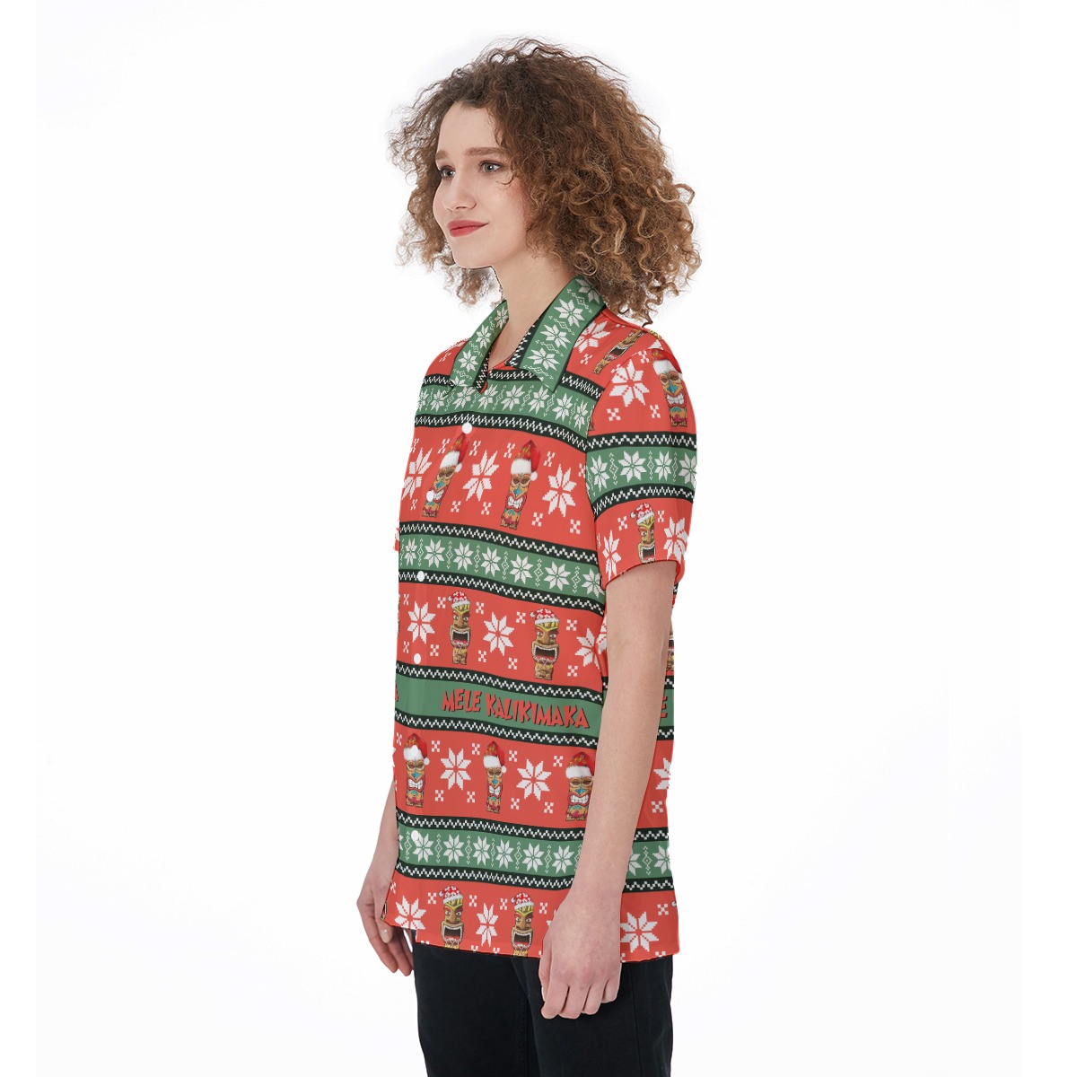 Women's Mele Kalikimaka Tiki Christmas Hawaiian Shirt