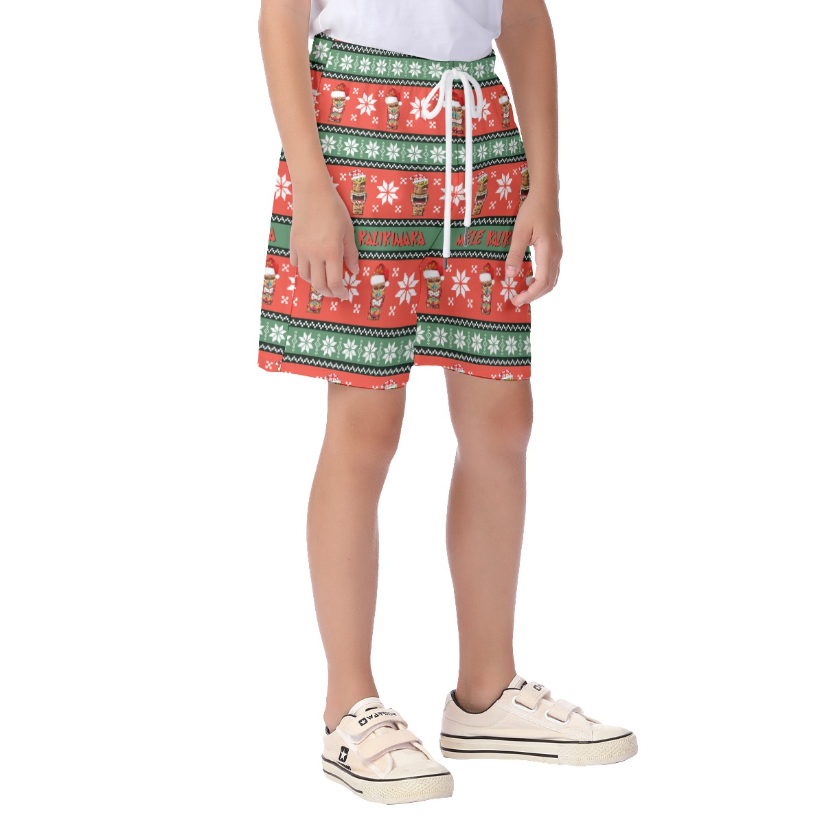 Mele Kalikimaka Tiki Hawaiian Beach Shorts For Kids