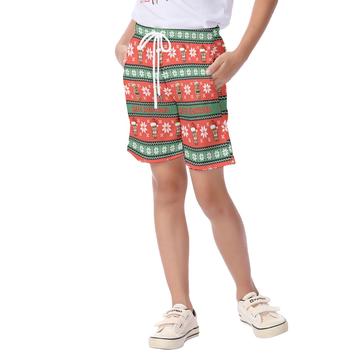 Mele Kalikimaka Tiki Hawaiian Beach Shorts For Kids