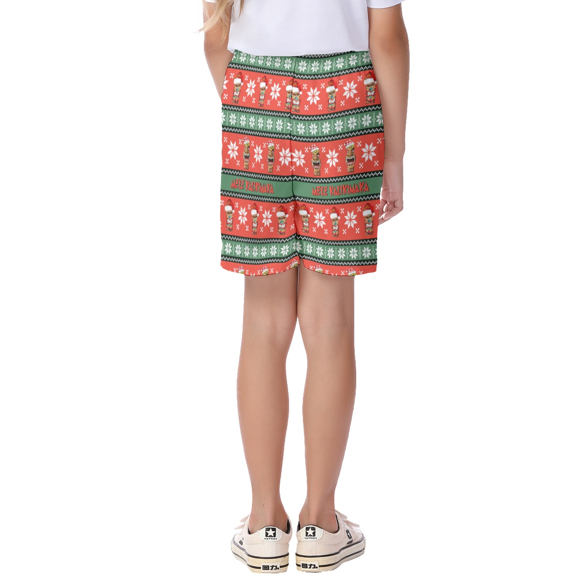 Mele Kalikimaka Tiki Hawaiian Beach Shorts For Kids