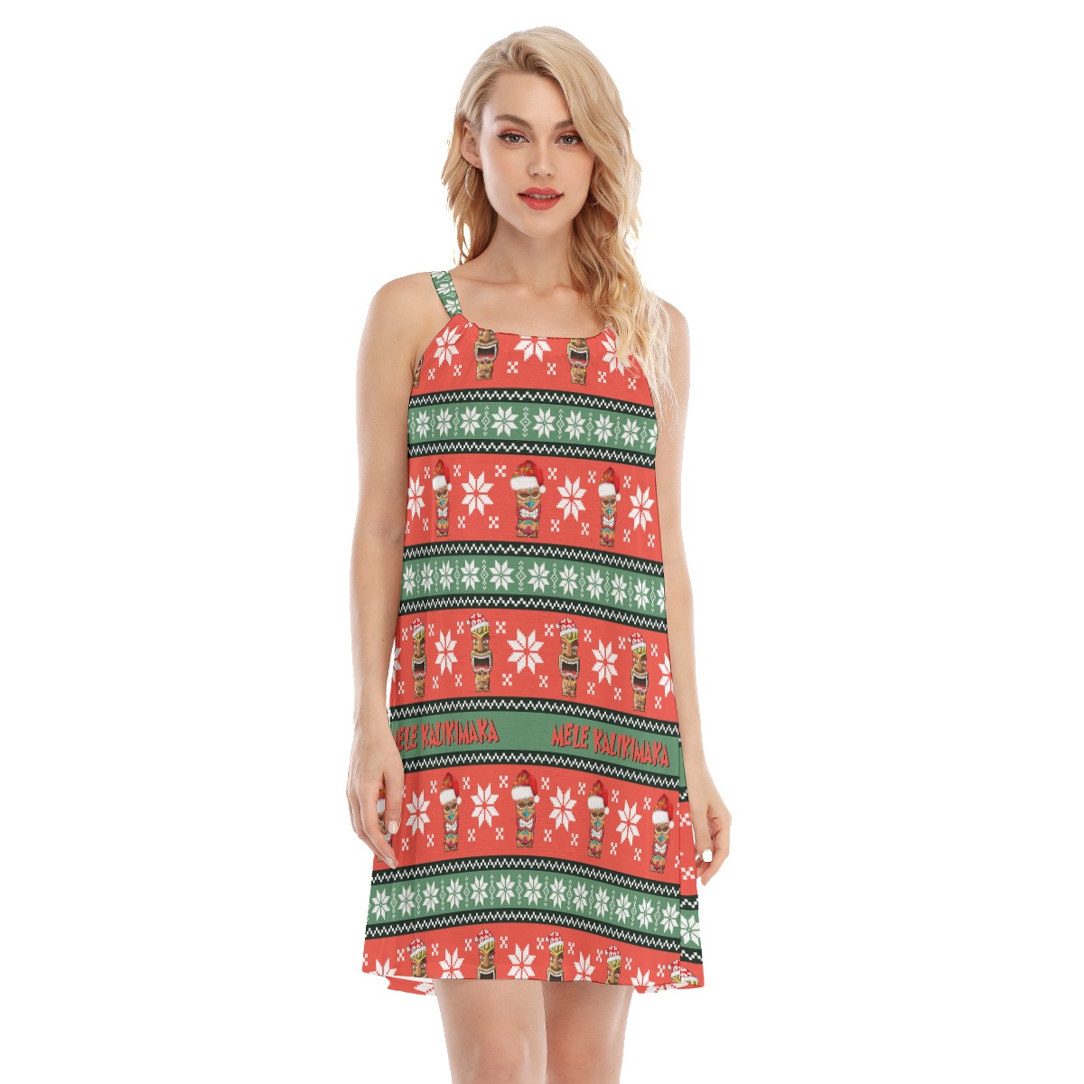 Christmas Luau Tiki Red Hawaiian Dress - variant image 1