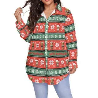 Women's Mele Kalikimaka Tiki Oversized Hawaiian Shirt