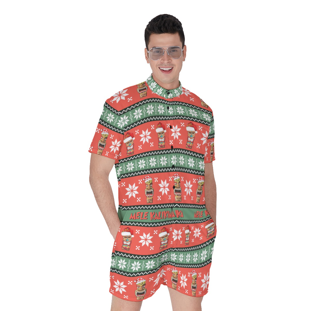 Christmas Tropical Tiki Hawaiian Romper For Men - variant image 1