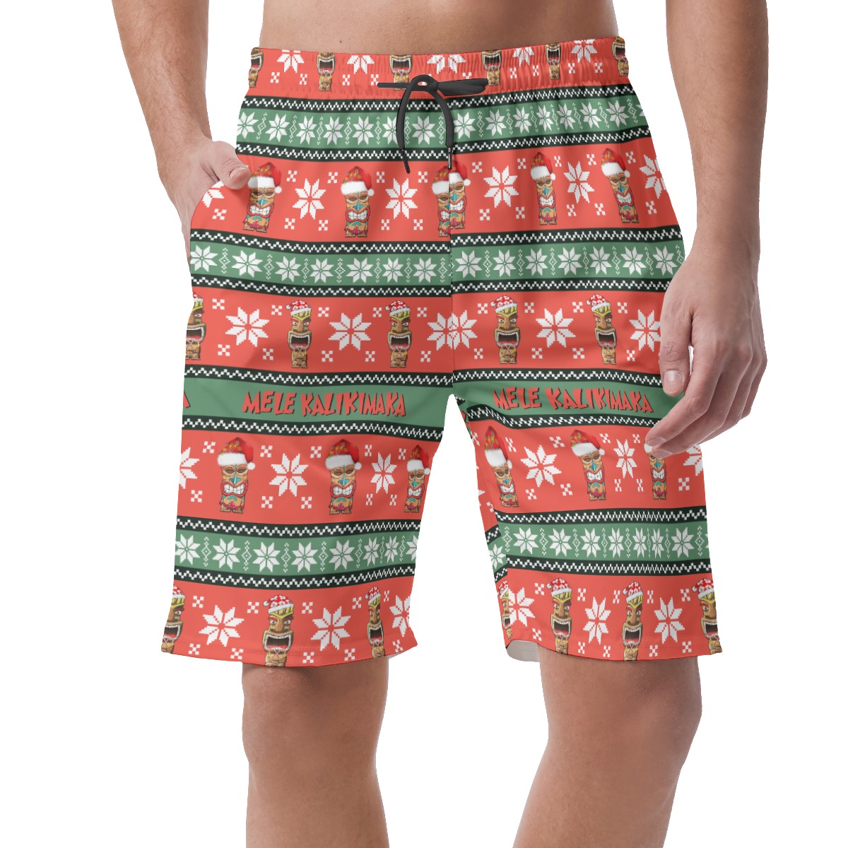 Men's Mele Kalikimaka Tiki Christmas Hawaiian Beach Shorts - variant image 1