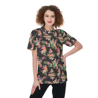 Tactical Hula Girls Hawaiian Polo Shirt For Women