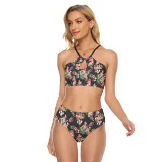 Tropical Hula Girls With Gun Two Piece Swimsuit For Women