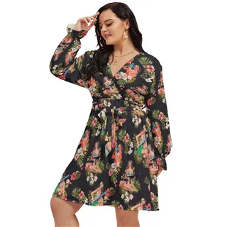 Tactical Hula Girls Oversized V-Neck Hawaiian Dress