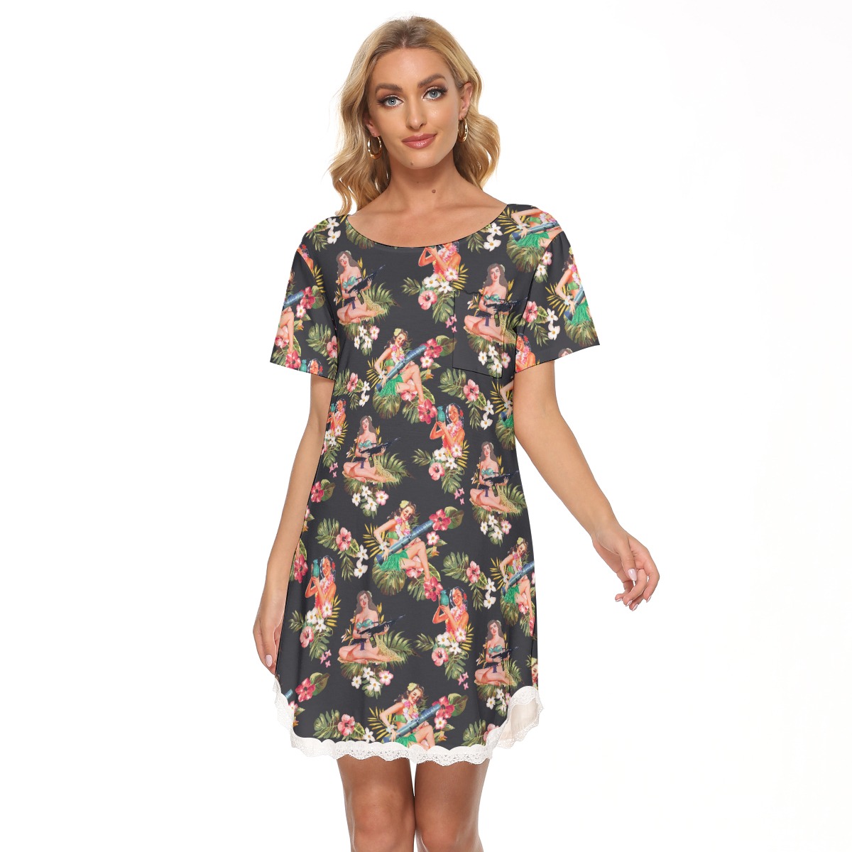 Tactical Hula Girls Hawaiian Dress With Lace - variant image 1