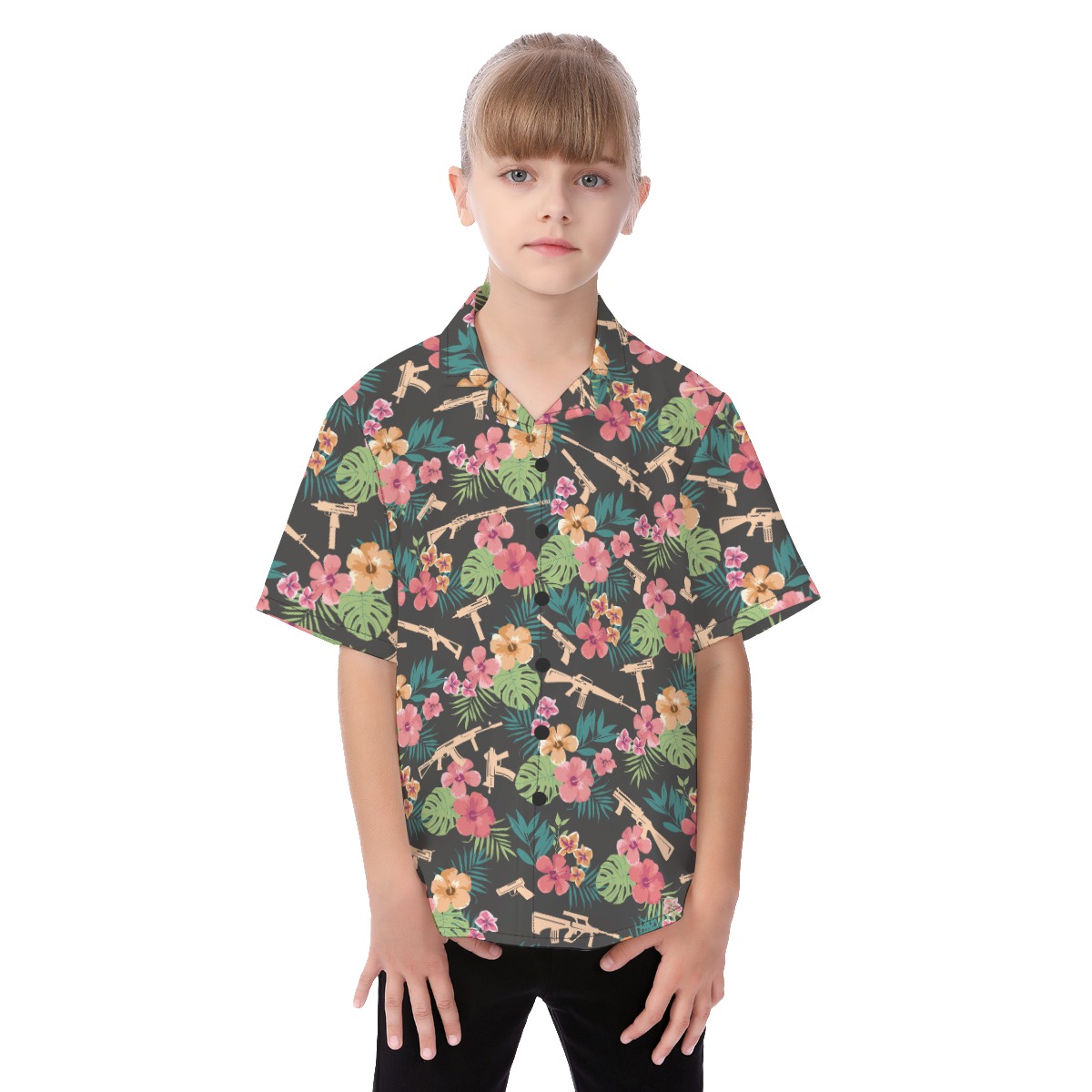 Colorful Tactical Hawaiian Shirt For Kids - variant image 1