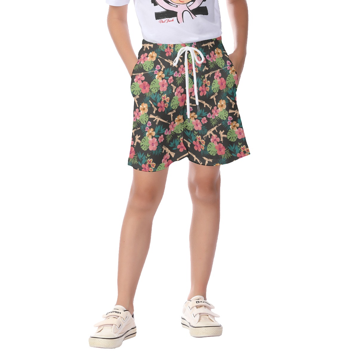 Cool Military Gun Hawaiian Beach Shorts For Kids - variant image 1
