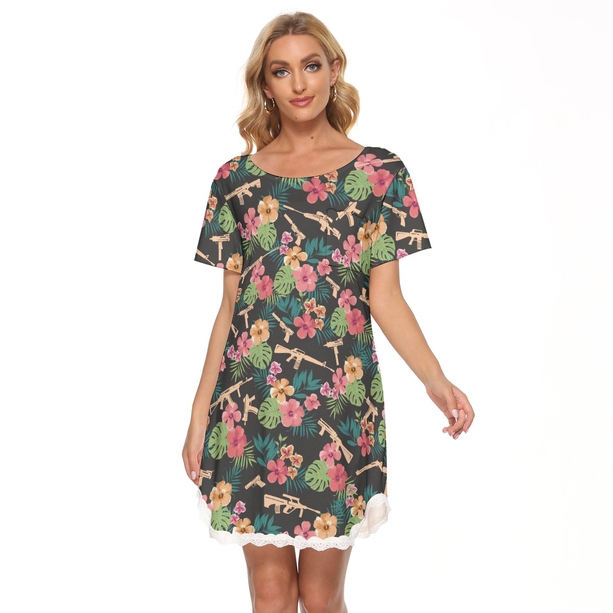 Floral Gun Hawaiian Dress With Lace - variant image 1