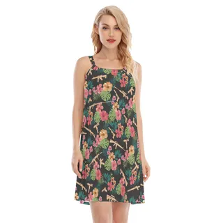 Tropical Gun Black Hawaiian Dress