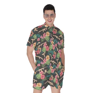 Tactical Floral Hawaiian Romper For Men