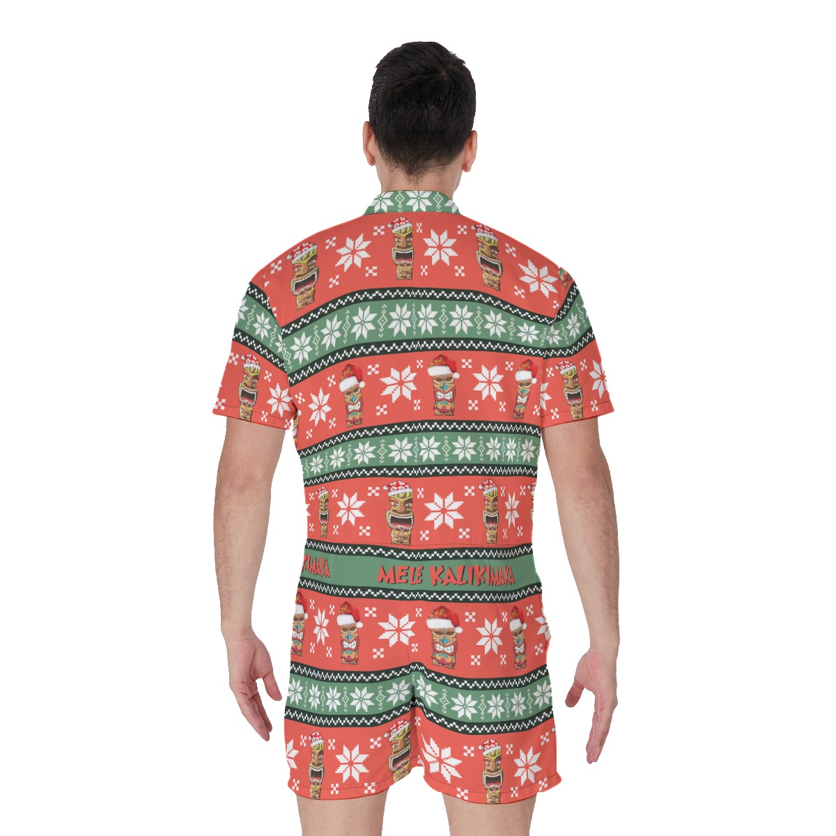 Christmas Tropical Tiki Hawaiian Romper For Men