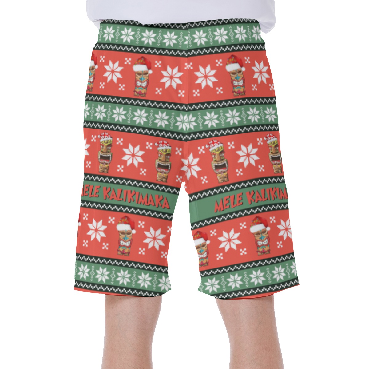 Men's Christmas Luau Tiki Hawaiian Swim Trunks