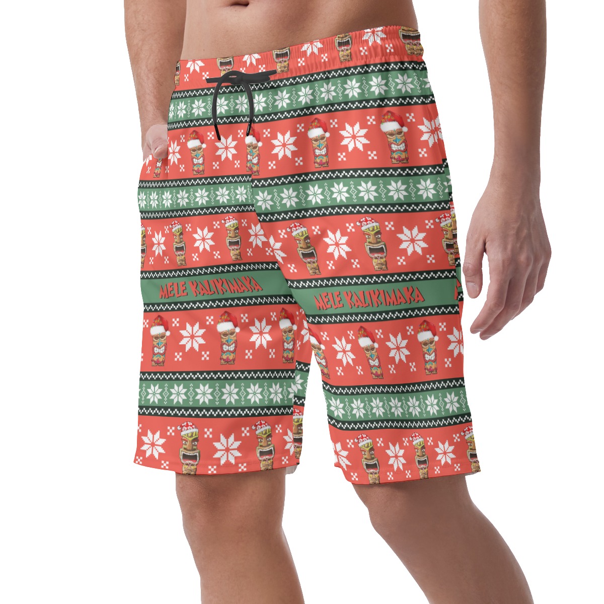 Men's Mele Kalikimaka Tiki Christmas Hawaiian Beach Shorts