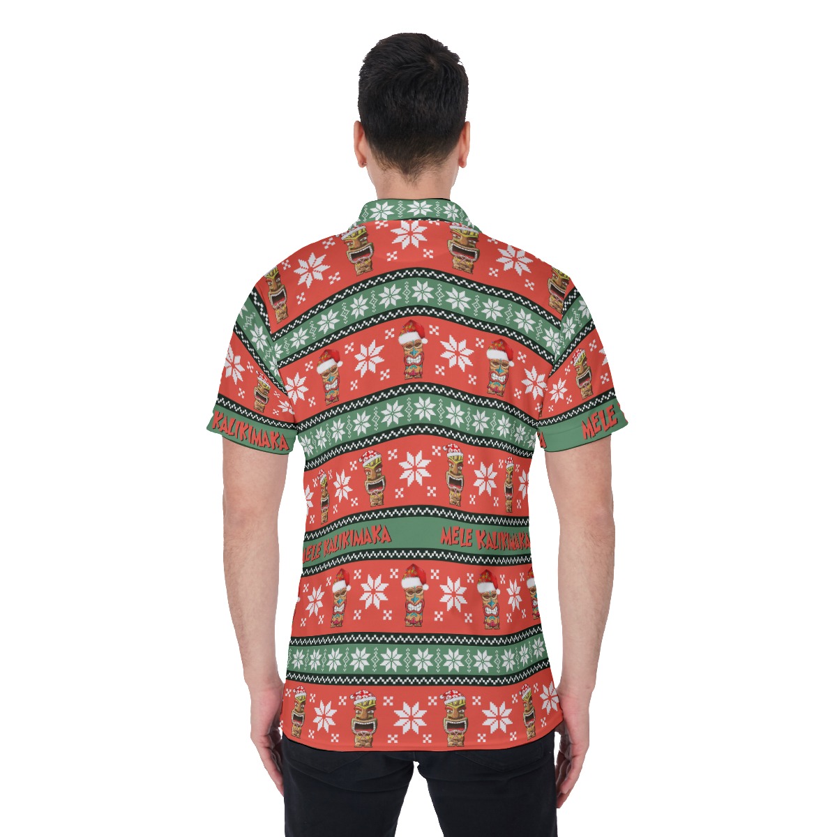 Mele Kalikimaka Tiki Christmas Hawaiian Polo Shirt For Men