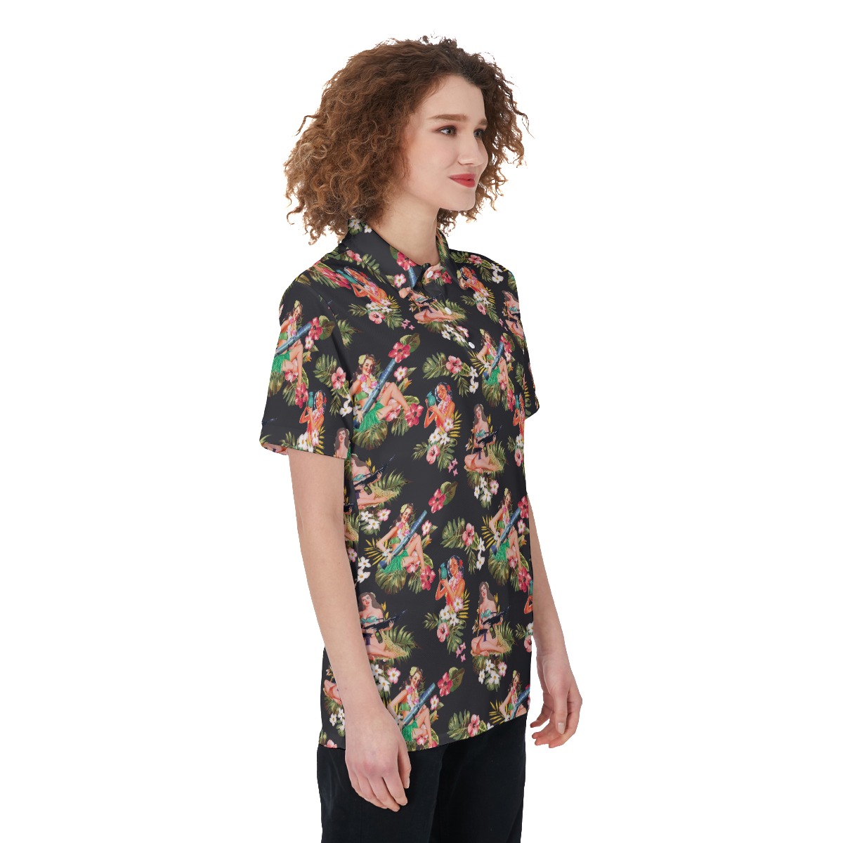 Tactical Hula Girls Hawaiian Polo Shirt For Women