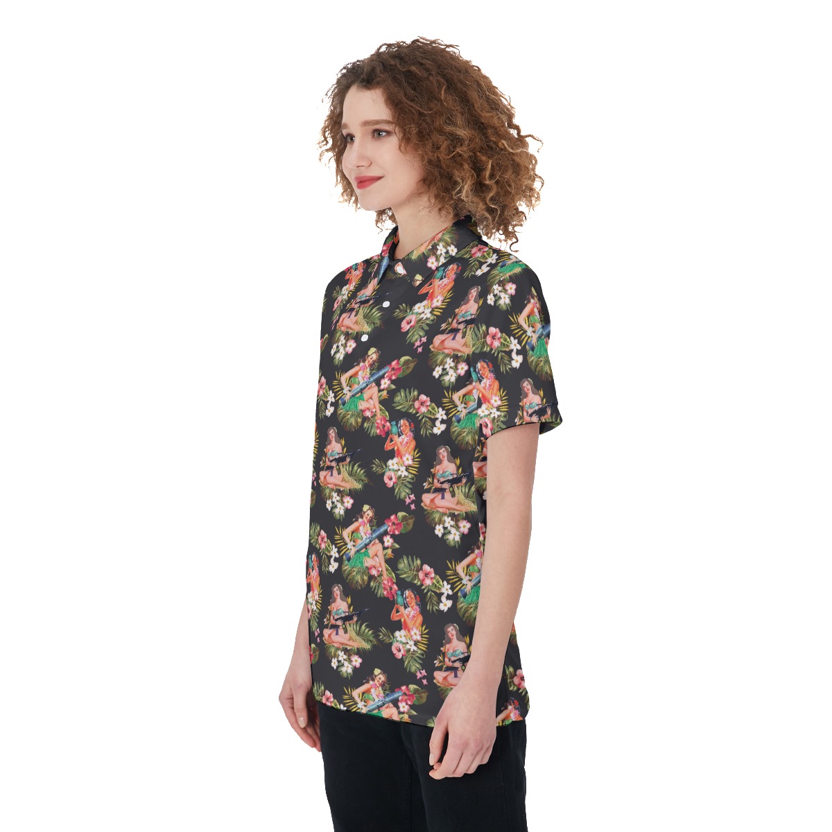 Tactical Hula Girls Hawaiian Polo Shirt For Women