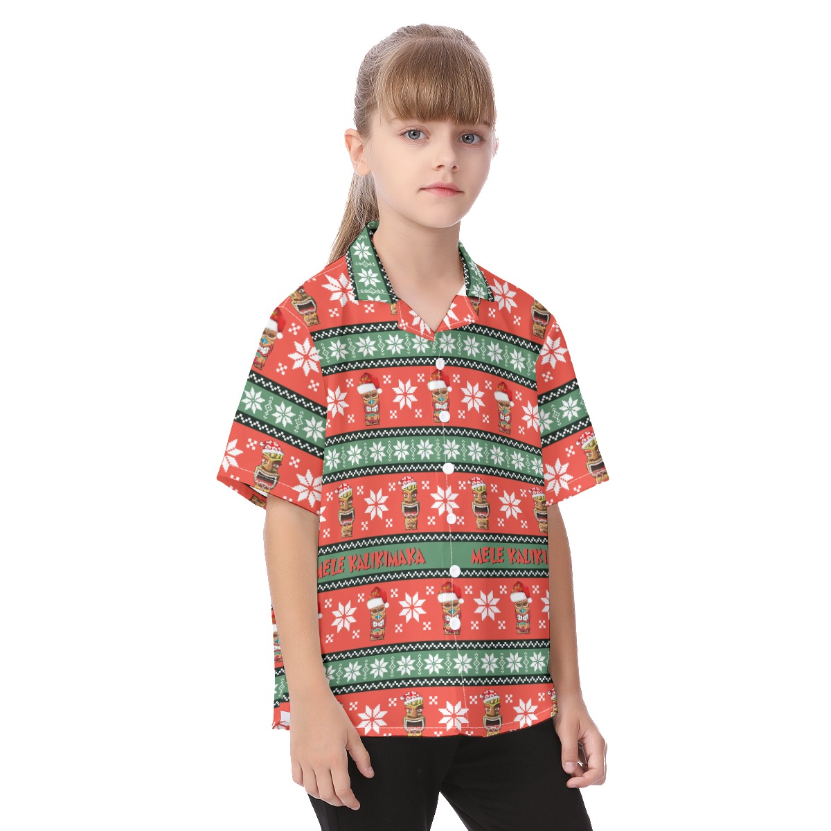 Merry Christmas Tiki Hawaiian Shirt For Kids