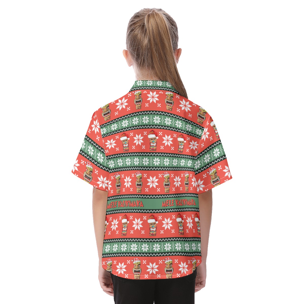 Merry Christmas Tiki Hawaiian Shirt For Kids