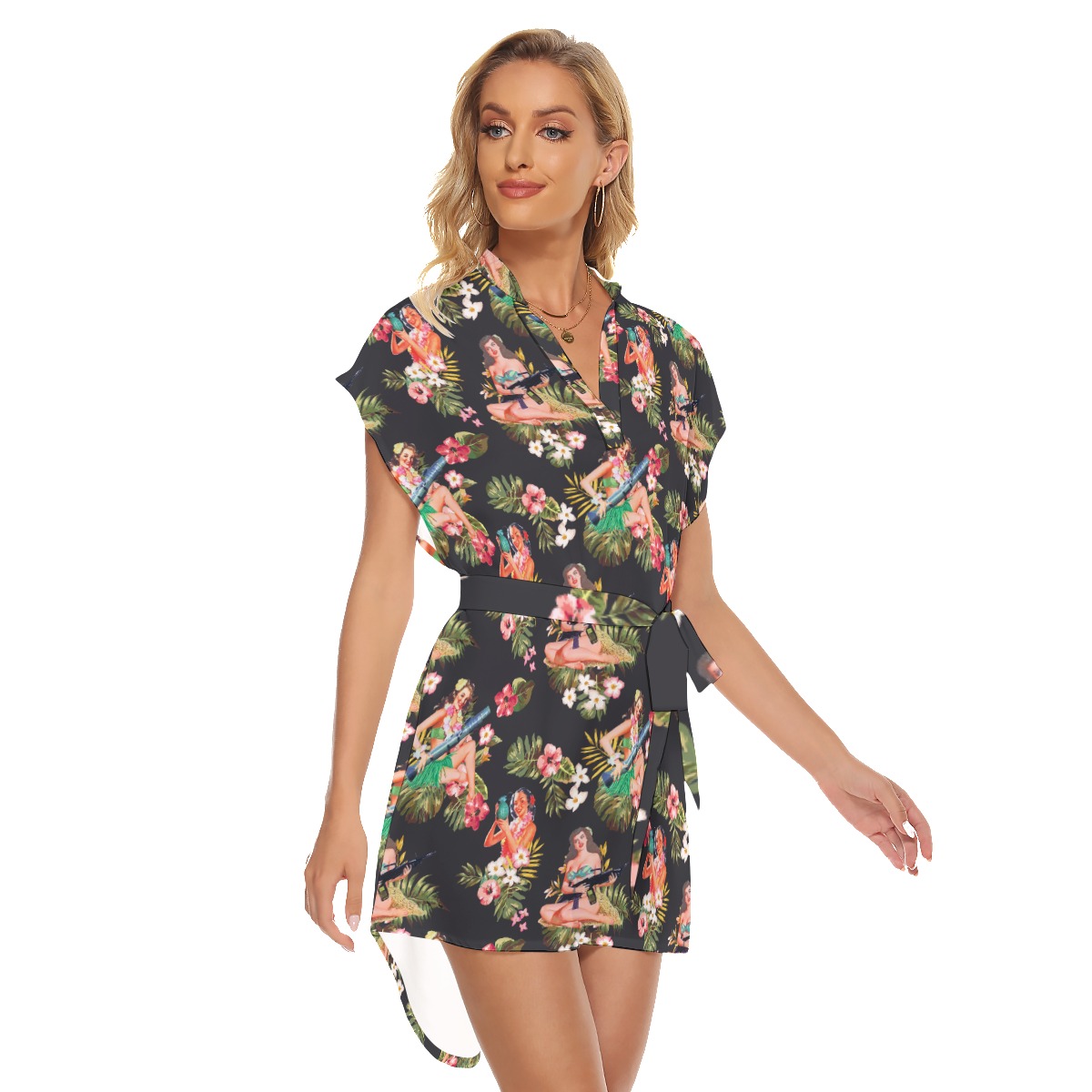 Tactical Hula Girls Hawaiian Dress With Tie